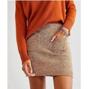 Free People We The Free Solid Viola Sweater Skirt in Chestnut Combo Size XS